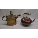 Copper hot water can and a hand-painted copper teapot (2)