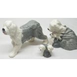 Royal Doulton Old English sheepdog H14cm, Royal Doulton Old English sheepdog and pup H12cm,