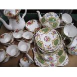 Royal Albert Old Country Roses six setting coffee service, and a Tuscan Provence pattern five