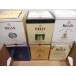 Six Bells Whisky Christmas decanters, complete with contents and original boxes