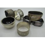 Hallmarked bright cut silver napkin ring with 1908 engraved to front, Sheffield, 1888, pair of