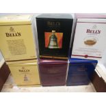 Six Bells Whisky Christmas decanters, complete with contents and original boxes