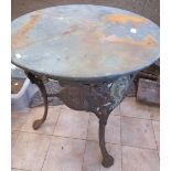 C19th Lund & Reynolds of Bradford cast iron pub or garden table decorated in Brittania crowned head