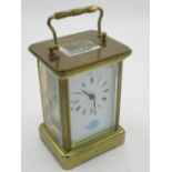 Matthew Norman, Swiss, late C20th brass cased carriage clock timepiece with visible platform lever