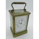 Early C20th French retailed by Charles Desprez, Bristol, brass cased carriage clock, visible