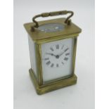 Duverdry & Bloquel early C20th brass cased carriage clock timepiece with visible platform cylinder