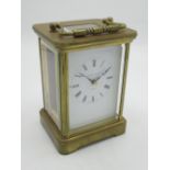 Swiss, retailed by Matthew Norman, London, C20th brass cased carriage clock timepiece with visible