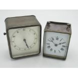Early C20th French carriage clock timepiece in silver plated case, movement stamped Made in