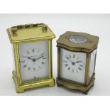 Early C20th French brass cased carriage clock timepiece with visible lever escapement (lacking