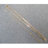 9ct yellow gold fancy curb chain necklace with lobster claw clasp L45cm and 9ct yellow gold box