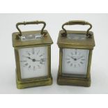 Elliott & Son London C20th brass cased carriage clock timepiece of small proportions with engraved