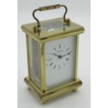 Henley, England, C20th brass cased carriage clock timepiece, visible platform lever escapement,