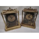 Two Schatz brass cased mantel clocks, three train movement with triple chime, Saint Michael,