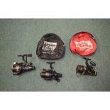 Four fly fishing reels (2x Leeda Rimfly, one Shakespeare Norris and a Rainbow "Angler" 71), one