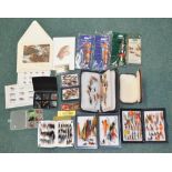 Collection of fishing lures mixture of trout and salmon flies