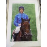 Signed photograph of Frankie Dettori and a photograph of a racing scene (2)