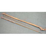 Two piece split cane fishing rod by J S Sharpe Scotty rod