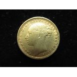 Victorian 1887 young head sovereign with St George and the Dragon back