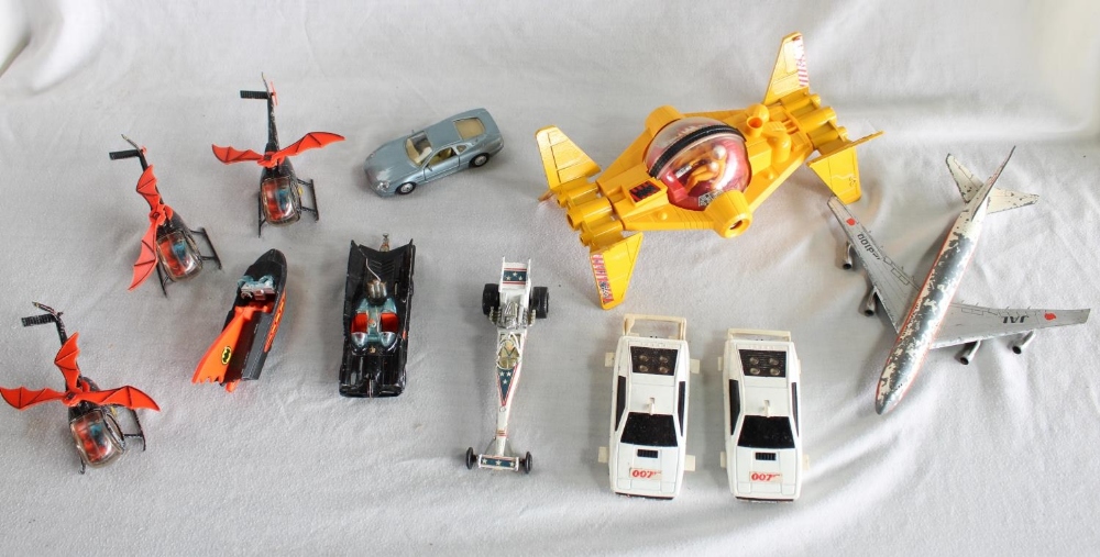 Small selection of die cast model vehicles incl. Corgi batmobile, batcopters, James Bond 007 Lotus - Image 2 of 2