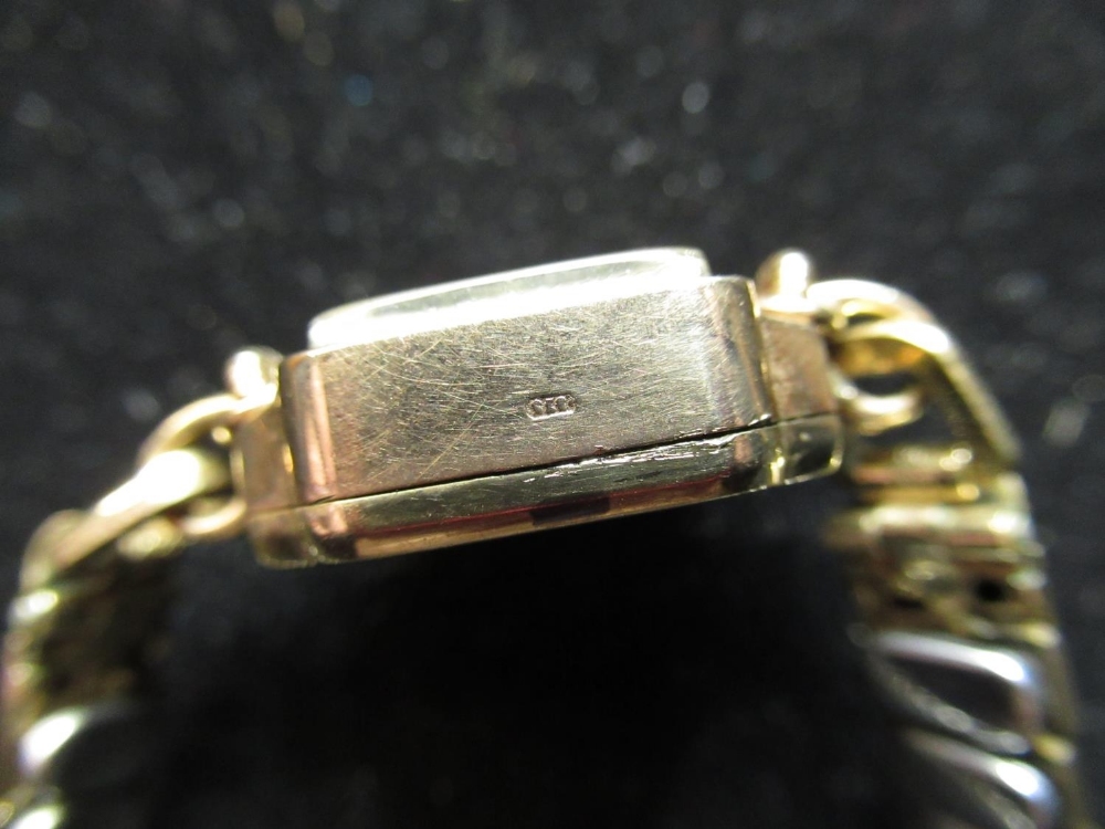 Ladies Majex gold cased hand wound wristwatch on later expanding bracelet, hallmarked 9ct yellow - Image 2 of 3