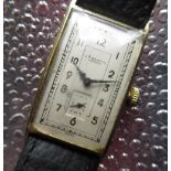 J W Benson, London, 1930's 9ct gold rectangular cased and wound wrist watch, two piece hinged case