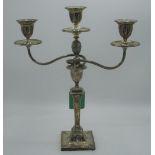 Victorian Regency Revival hallmarked Sterling silver two branch candelabra, decorated with classical