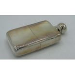 Victorian hallmarked Sterling silver hip flask, with screw hinged top, removable cup with gilt