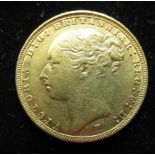 Victorian 1887 young head sovereign with St George and the Dragon back