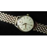 1960's Longines 9ct gold cased hand wound wrist watch on 9ct gold box link bracelet with locking