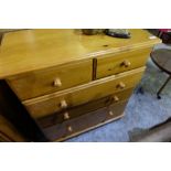 Modern pine chest of two short above three long drawers, W82cm D41cm H89cm