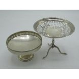 Geo.V hallmarked Sterling silver bon bon dish with pierced circular top on vase turned column and