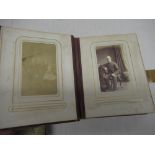 Late Victorian leather bound carte-de-visite album, containing figural portraits, 1805, vellum