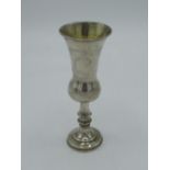 Pair of hallmarked Sterling silver sherry goblets with gilded interiors by J Zeving, Chester,