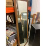 Large mahogany framed bevelled edge wall mirror 67cm x 179cm