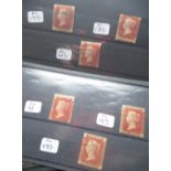 Two stock cards of first day Penny red stamps, plates - 81, 89, 129, 2 x 139, 149 (6)