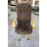 Beech framed swivel upholstered office armchair