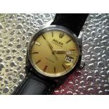 1960's Ladies Rolex Oysterdate precision automatic wrist watch with date, gold dial with baton