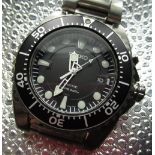 Seiko Kinetic Diver's 200m watch with date, stainless steel case on matching Seiko stainless steel