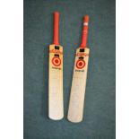 Two Hunts County cricket bats from the 1993 Jesmond festival, signed by England and rest of the