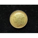 Victorian 1884 young head sovereign with St George and the Dragon back