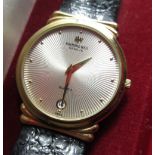 Raymond Weil Geneve 18k gold electro plated quartz wristwatch with date, starburst dial in gold
