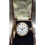 J. W. Benson, London, 9ct rose gold Hunter keyless wound pocket watch, hinged case back and
