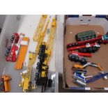Unboxed die cast vehicles and cranes incl. Corgi Alleys, others incl. Seku cranes etc (8)