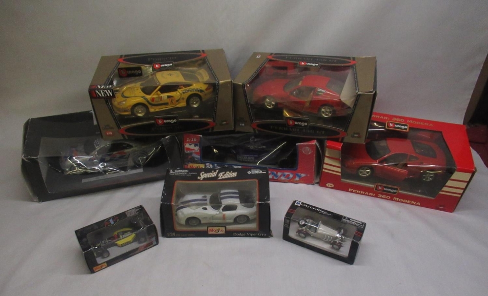 Collection of boxed model vehicles by Maisto & Burago to include. Porsche GT3 cup, Ferrari 360