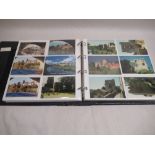 Folder containing approximately five hundred and fifty postcards of castles such as Stokesay,