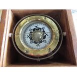 Mid C20th Chinese/Hong Kong brass ships gimbal compass set in wooden box, W16cm