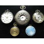 Late C19th ladies 14ct gold cased open faced fob watch, ladies key wound fob watch case stamped .