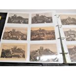 Folder containing approximately four hundred postcards of Corfe Castle