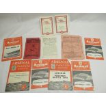 Selection of 9 Arsenal FC match day programmes from the 1930's to 1950's incl. vs Derby County