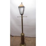 Contemporary brass standard lamp in the form of an Edwardian street light, H170cm